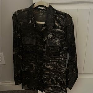 Alberto Makali Sheer Black and Gray Blouse